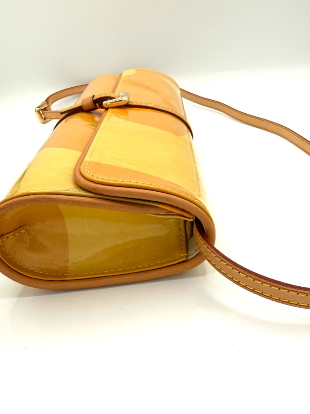 Louis Vuitton Yellow Patent Vernis Fleurs Monogram Clutch Shoulder Bag - Picture 7 of 15